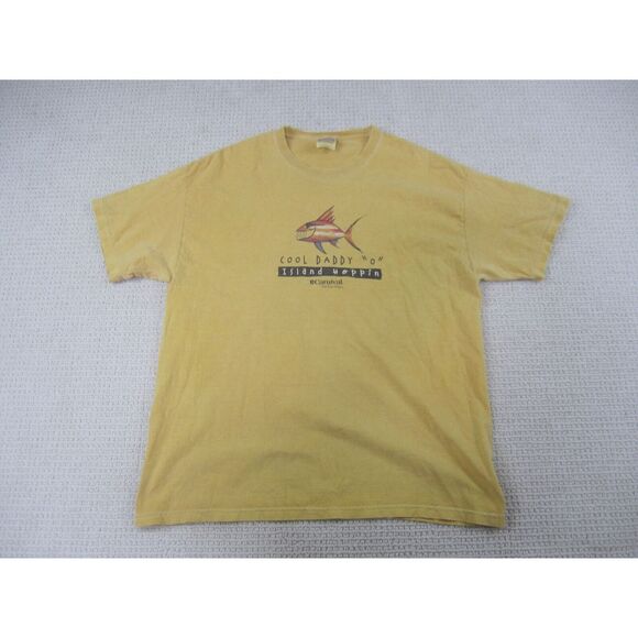 Carnival Cruise Shirt Adult XL Yellow Graphic Print Short Sleeve Island Hoppin‎ - Picture 1 of 11
